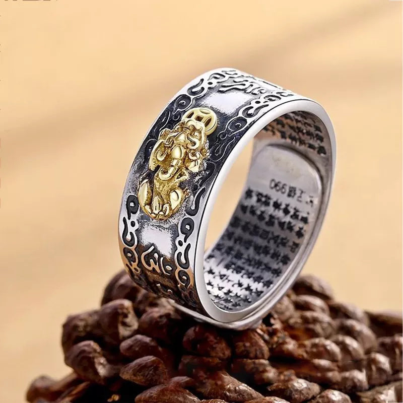 Buddhist Jewelry Feng Shui Pixiu Ring - gold