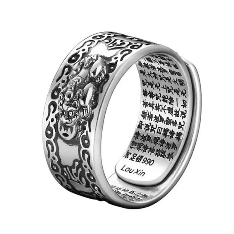 Buddhist Jewelry Feng Shui Pixiu Ring - silver