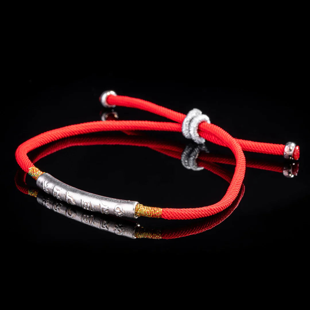 dalai lama silver red string bracelet