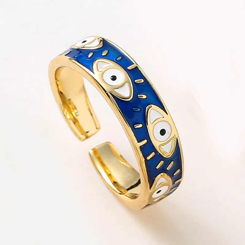 Fashion Aesthetic Evil Eye Ring - Dark Blue