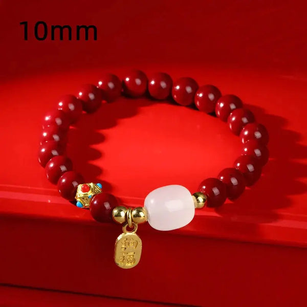 Red Vibrant Cinnabar Fortune Bracelet 