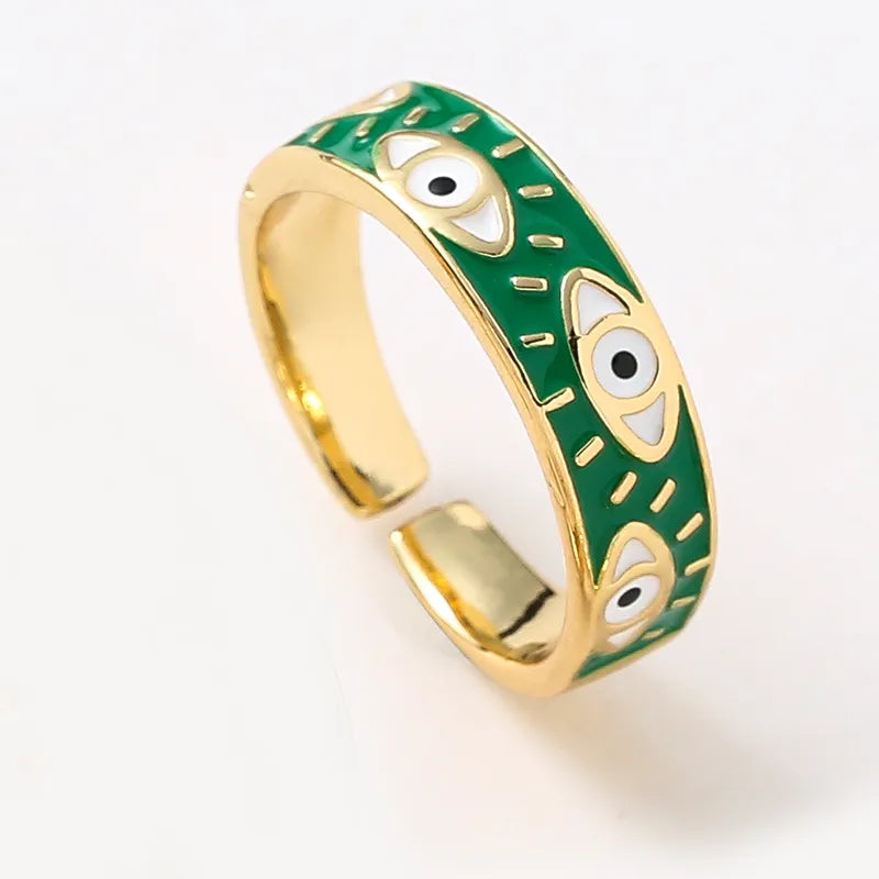 Fashion Aesthetic Evil Eye Ring - Green